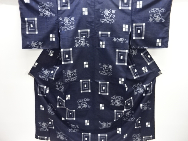 JAPANESE KIMONO / UNUSED TSUMUGI / WOVEN JAR & UME PLUME 